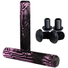 Striker Stunt Scooter / BMX Hand Grips Soft Long + 2 x 2 Bar Ends (Black/Purple)