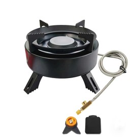 Generic Portable Picnic Camping Stove, Backpacking Stove with Piezo Ignition, Foldable Outdoor Cooking Stove with Hose and Carry Case for/Camping/Backpacking/Hiking/Picnic (13600BTU), 19X11cm, black