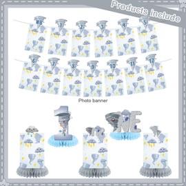 Tornado 1st Birthday Party Decorations, Tornado 12 Monthly Milestone Photo Banner Baby First Year Down One Nado Theme Photo Table Centerpiece for Baby Tornado First Theme Party