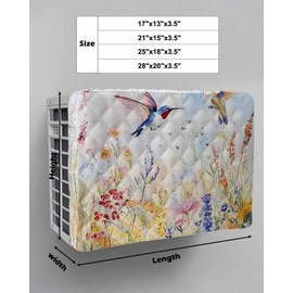 Spring Floral Indoor Air Conditioner Covers, Pastoral Hummingbird Window AC Unit Cover with Drawstring Double Insulation, Rustic Botanical Waterproof Air Conditioner Covers for Inside 25Lx18Hx3.5D