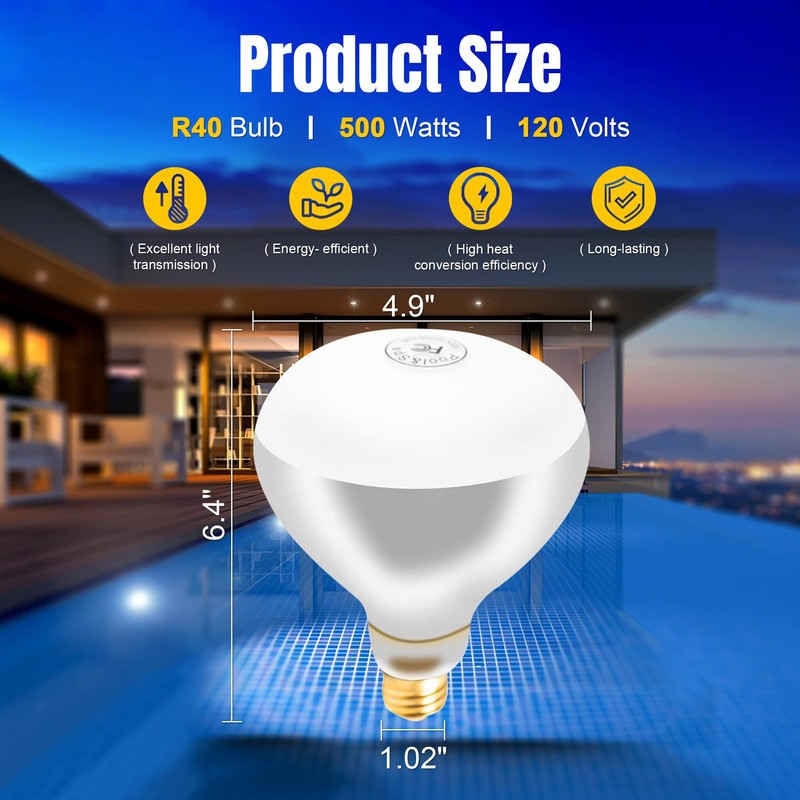 Generalman 500W R40 120V Pool Light Bulb for Inground Pool