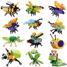 Party Favors for Kids - 12 Pack Animals Building Blocks for Goodie Bags Stocking Stuffers Classroom Prizes Birthday Gifts Toy Building Sets for Kids 6-12yrs