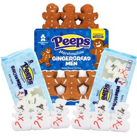 Christmas Peeps Bundle, Shaped Marshmallow Candies, Stocking Stuffer Treats, 3 and 1.5 Ounces (Gingerbread and Snowmen)