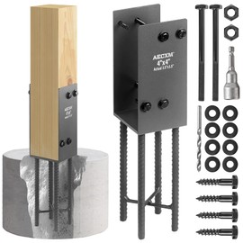 AECXM 4"x4" (Actually 3.5"x3.5") Heavy Duty U-Shaped Fence Post Holder Bracket, Wet Concrete Post Bracket, for Deck railings, Fences, mailboxes, gazebos Wet Concrete Foundation Support (Black-1Pack)