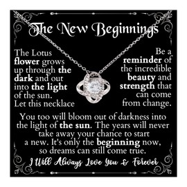 Chiside New Beginnings Necklace For Women, Divorcee Gift For Women Necklace, Break Up Gift Necklace, Motivational Gift Necklace, New Beginning Gift, New Beginnings Love Knot Necklace For Graduation