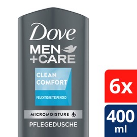 Dove Men + Care shower gel Clean Comfort (for a pleasant skin feeling with mild formula and micro moisture technology), pack of 6 (6 x 400 ml)