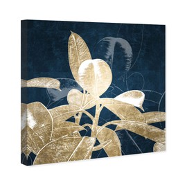 Wynwood Studio Floral and Botanical Wall Art Canvas Prints 'Indigo Flower Home Décor, 30 in x 30 in, Gold, Blue