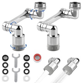 2 x Rotating Multifunctional Extension Tap, Rotating Tap Extension Attachment, 1440 Splash, Swivel, Swivel, 1080 Degree Water Tap Extension, Swivel Robotic Arm Faucet Extender