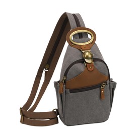 KouLi Buir Canvas Sling bag,Small Crossbody Backpack,Convertible Chest Bag Casual Daypack For Outdoor Cycling Hiking Travel (B-Leaden-N)