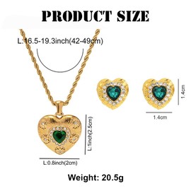 FDEETY Jewellery Sets for Women Heart Jewellery Set with Zirconia Crystal Necklace Earrings Jewellery 2-Piece Set for Girlfriend Christmas Valentine's Day Mother's Day, Stainless Steel, No Gemstone