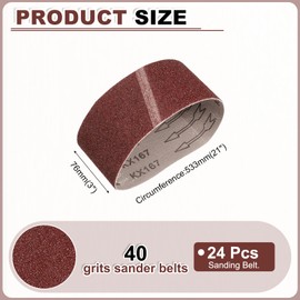 HARFINGTON 3 x 21 Inch Sanding Belts, 24 Pcs 40 Grits Aluminum Oxide Abrasive Belt Sander File Belt for Woodworking, Metal Polishing, Knife Sharpener
