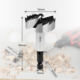 NICAVKIT Professional Forstner Drill Bit 50 mm for Wood, 50 mm Forstner Drill Bit Wood Hole Cutter with Hex Shank, Wood Drill, Pot Drill, Art Drill for Wood