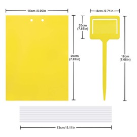 Gideal 30-Pack Dual-Sided Yellow Sticky Traps for Flying Plant Insect Such as Fungus Gnats, Whiteflies, Aphids, Leafminers,Thrips - (6x8 Inches, Included 30pcs Twist Ties)