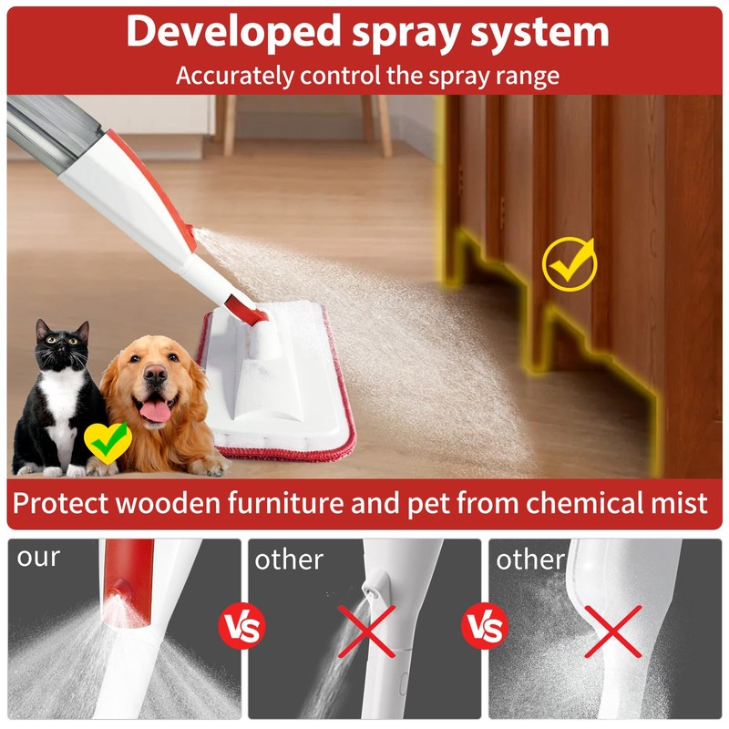 Mops for Floor Cleaning Wet Spray Mop with 14 oz