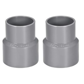 TA-VIGOR 2Pcs PVC Reducing Coupling Hub by Hub 40mm x 50mm Pipe Fitting Adapter Connector Grey, Duct Reducer Pipe Fitting for Water Supplies Build