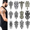 Large Temporary Tattoos for Men Women 12 Sheets Fake Tribal