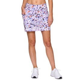 RBX Active Women's Stretch Knit Skort Athletic Golf Tennis Skirt with Attached Bike Shorts and Pockets Watercolor Meadow Multi XL