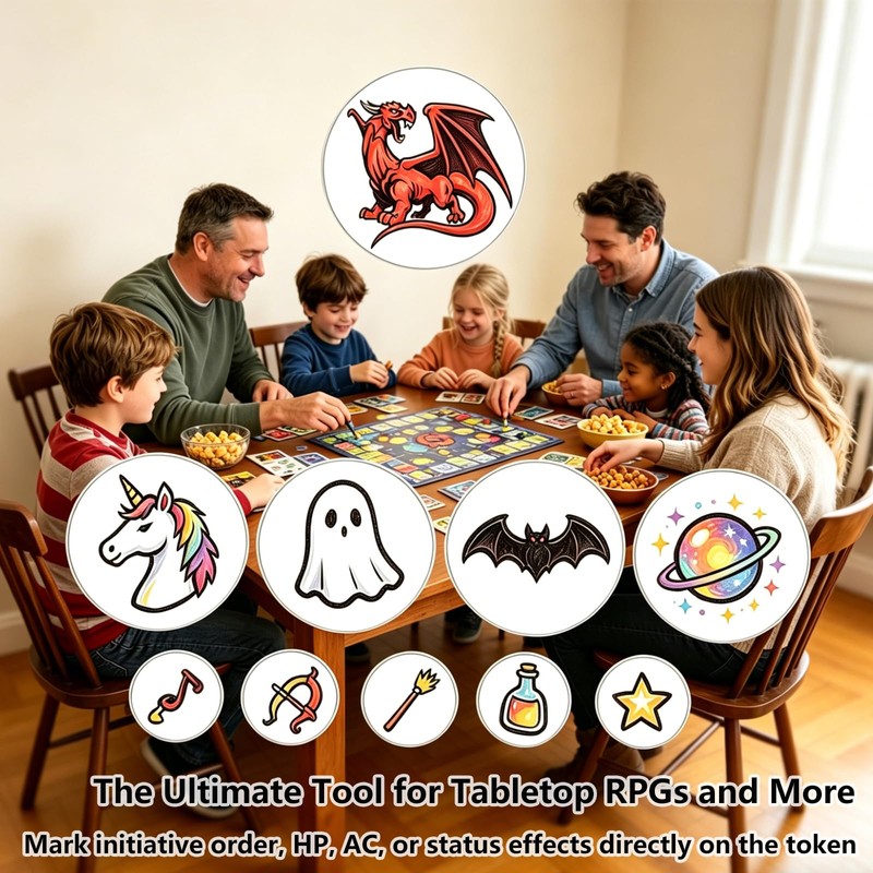 ZELAZA Dry Erase DND Tokens, 65 PCS RPG Set with