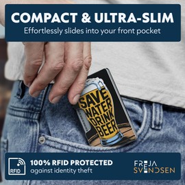 Freja Svendsen Printed Aluminum Wallet for Men - Slim Money Clip & Card Holder with Printed Finish. Enhanced RFID Blocking, Compact, Unique & Minimalist Wallets