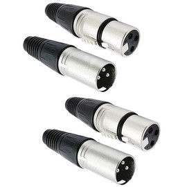 Greluma 4pcs 3 Pin XLR Connectors, 2 Pairs XLR Male/Female Microphone Cable Connector, Microphone Audio Jack