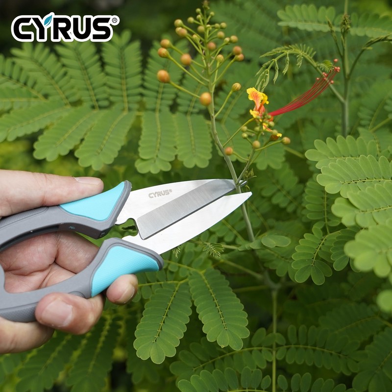 CYRUS Garden Pruner Herb Scissors,Large Size Handle and Sharp Blades,