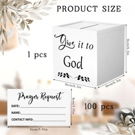 Chunful Wood Prayer Box with 100 Prayer Request Cards Bulk 6.3 Inch Give It to God Wooden Distressed Box Church Bible Christian Gift for Easter First Communion Women Men Sunday School Classroom