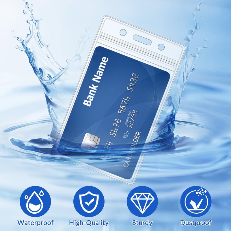 50 PCS Plastic Badge Holder, Vertical Name ID Card Badge