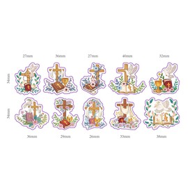 Christian Stickers with 10 Floral Cross Designs, Christ Jesus Christian Stickers with Floral Cross Designs for Children, Prayer Gift Label (500 PCS)