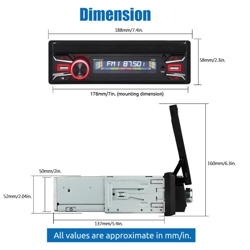 ESSGOO 7" Single 1 DIN Car Radio Stereo Apple Carplay