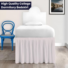 SGI bedding Dorm Bed Skirt Twin XL 28 Inch Drop Length - Light Grey, Ruffled Pattern College Dorm Room Bed Skirts - Split Corner, Easy Care, Wrinkle Free 1800 Series Microfiber Bed Skirt
