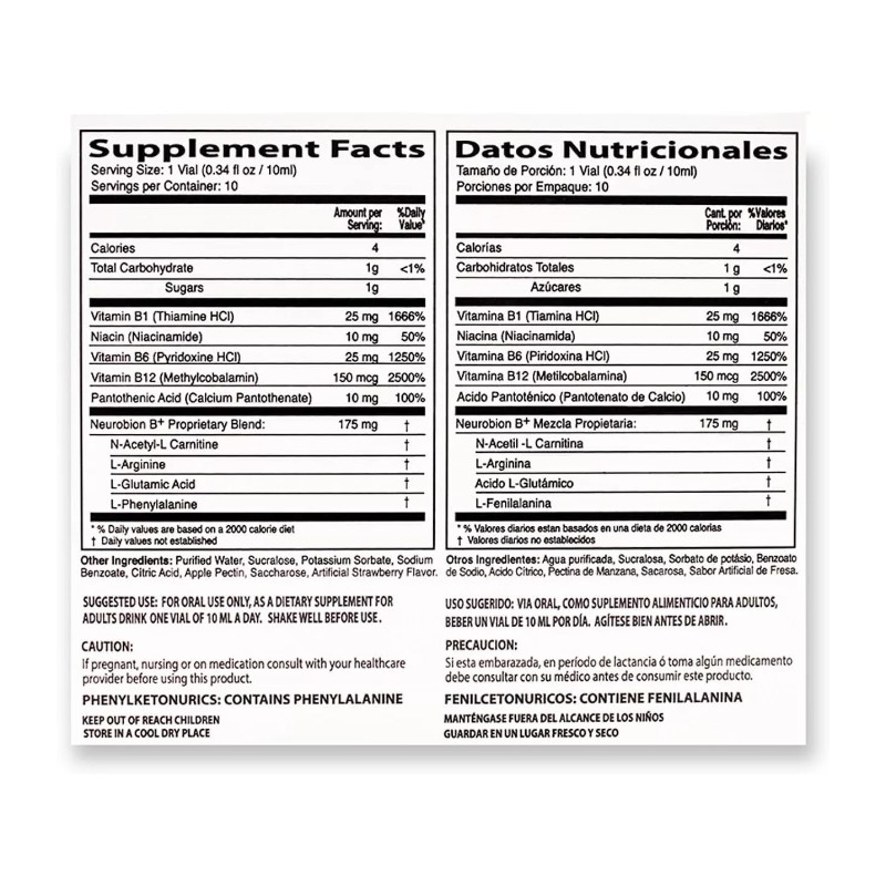 Neurobion Plus Liquid Dietary Supplement B Complex (10 Drinkable Vials)