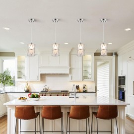 Zlierop Pendant Light with Frosted Glass, Modern Pendant Lights Kitchen Island, Brushed Nickel Pendant Light Fixtures, Cylindrical Pendant Lighting for Kitchen Island, Dining Room, Foyer