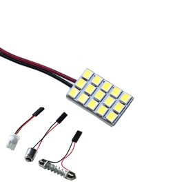 PA 2PCS LED Panel Board Lamps 15SMD 2835 12V 5W T10 168 194 Ba9s Festoon 28mm to 42mm for Interior, Reading, Dome, Map, Trunk, License Plate Lights (White)