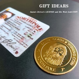 2024 Funny Kids Christmas Gifts Ideas, Santa Claus Lost Sleigh License Cards and Golden Wishing Coins, Christmas Presents for Kids, Children, Boys, Girls 4-12 Years Old