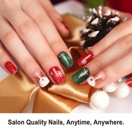 Semi Cured Gel Nail Strips Christmas Santa Claus Cat Eye Gel Nail Stickers 28 Stickers Gift for Woman | Mistletoe Meow