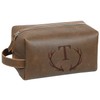 Engraved Initial Toiletry Bag for Men - PU Crazy Horse