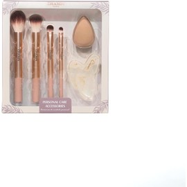 Set de Brochas de Maquillaje Republic Cosmetics 6 Piezas 4 Brochas Profesionales + Beauty Blender + Gua Sha Facial Kit de Maquillaje y Cuidado Facial para Base, Polvos y Contorno Accesorios de Maquillaje