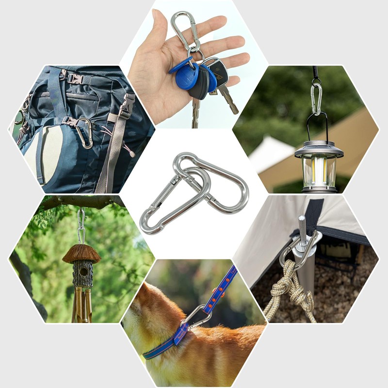 Premium Stainless Steel Spring Snap Carabiner Hooks - 304 Steel