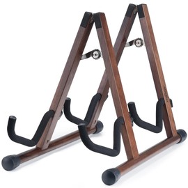Double Guitar Stand, A-Shape Multiple Guitar Stand with Padded Foam, Dual Instrument Rack for 2 Acoustic, Electric, Bass, Banjo, Mandolin, Wood Instrument Rack Floor for Home Studio Display, Walnut