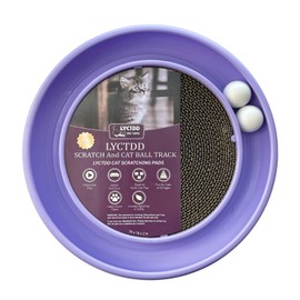 LYCTDD Interactive Cat Ball Track Toy for Indoor Cats, Cat Scratching Board & Exercise Set for Bored Indoor Adult and Kitten Mental & Physical Stimulation, with Spare Ball to Prevent Loss (Purple)