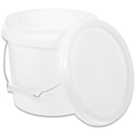 jojofuny Paint Bucket with Lid 1 Gallon White Plastic Paint Can Tub 4L Round Pail with Handle for Ice Cream Food Water Pigment Container