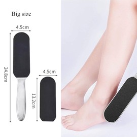 Wilsonzin Foot File for Hardened or Dry Skin, Stainless Steel Callus Remover, Double-Sided and 40 Replacement Sandpaper, Foot Care Set, Callus Planer for Pedicure, Foot Care