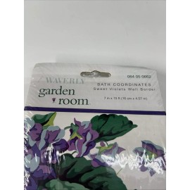 Waverly Vintage WAVERLY GARDEN ROOM SWEET VIOLETS WALL BORDER Purple Flowers Retired