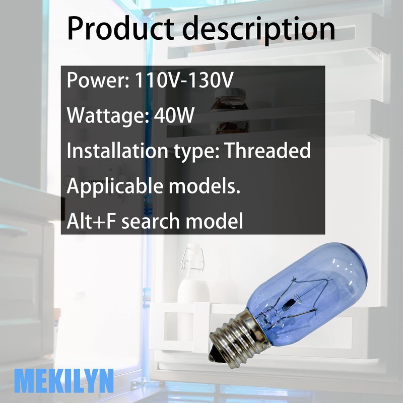 MEKILYN 120v 40w Refrigerator Light Bulb, for Whirlpool Kenmore Frigidaire