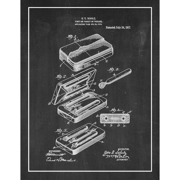 First-aid Packet or Package Patent Print Chalkboard with Border (11"