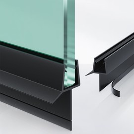 AquivaCoast 2-Pack Frameless Shower Door Bottom Seal (3/8" X 39") Clear Glass Seal Strip Shower Door Sweep - Stop Shower Leaks, Black