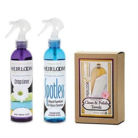 Heirloom Essentials Two-Step Furniture Cleaner And Polish Combo with Towels (Crisp Linen)