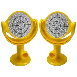2 Pack Mini Surveying Prism Reflective Target Sheet Survey Reflector Target with Tilt Holder Base Mount for Total Station, MP103 with Printed Crosshair, Yellow