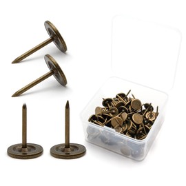 Jiozermi 100 Pcs Bronze Flat Head Thumb Tacks, 0.43'' Upholstery Tacks Upholstery Nails Furniture Nails Sofa Nail Push Pins for Furniture and DIY Decorative