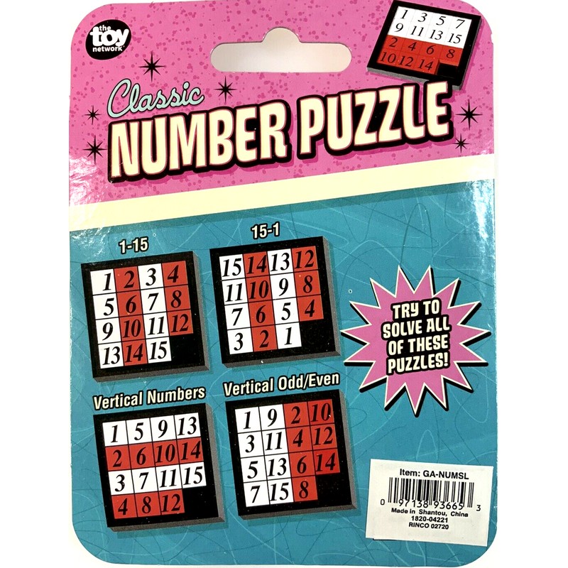 FIFTEEN 15 PUZZLE Number Slide Tile Brain Teaser Classic IQ